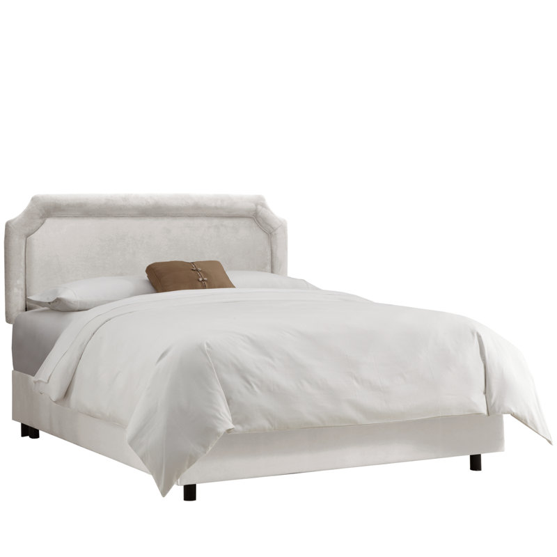 Lockington Upholstered Standard Bed, Full, White Performance Microsuede