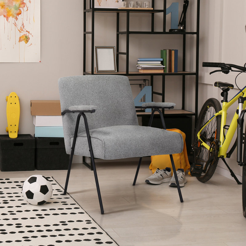 Fauteuil en polyester 24,8 pouces de largeur, Mélange de polyester gris