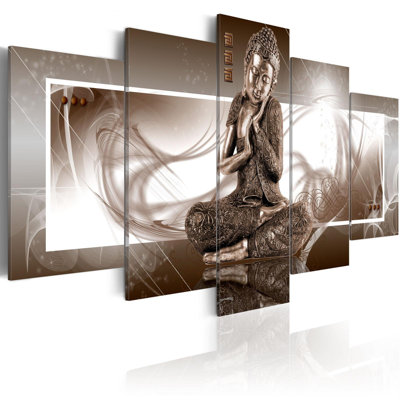Musing Buddha - Ensemble de 5 impressions sur toile tendue