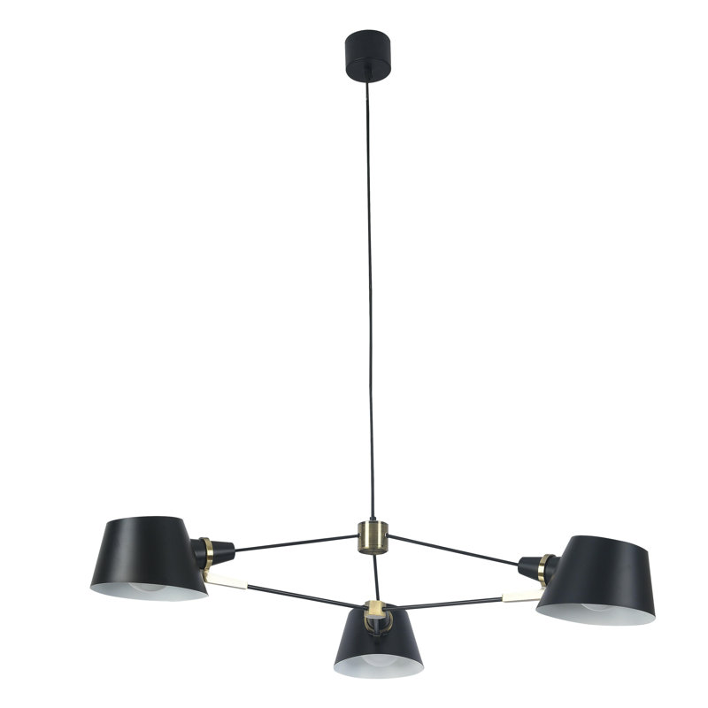Yancy 3-Light Black Iron Chandelier with Aluminum Shades
