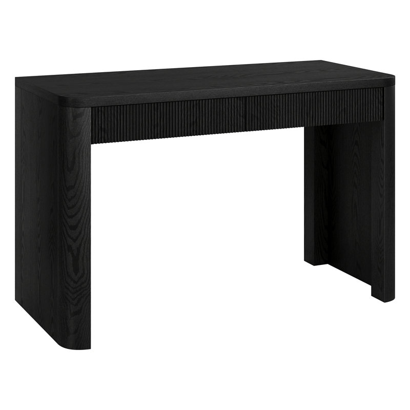 Palmera 47.5" Wide Rectangular Fluted Desk in Black Grain, Black Grain