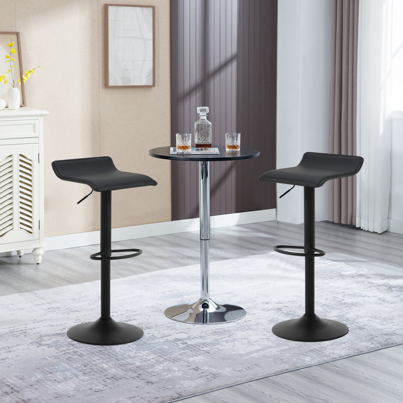Figgers Upholstered Counter Stool with Metal Frame, Black