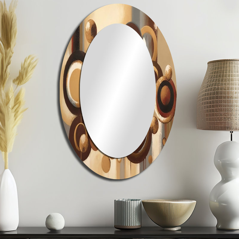 Aged Barrel Universes V - Modern Oval Wall Mirror, 36" x 24"
