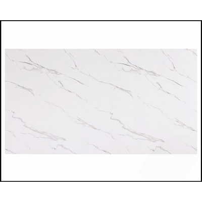 Ensemble de salle à manger 7 pièces avec table contemporaine en faux marbre blanc et chaises rembourrées gris tourterelle confortables, pour les intérieurs modernes