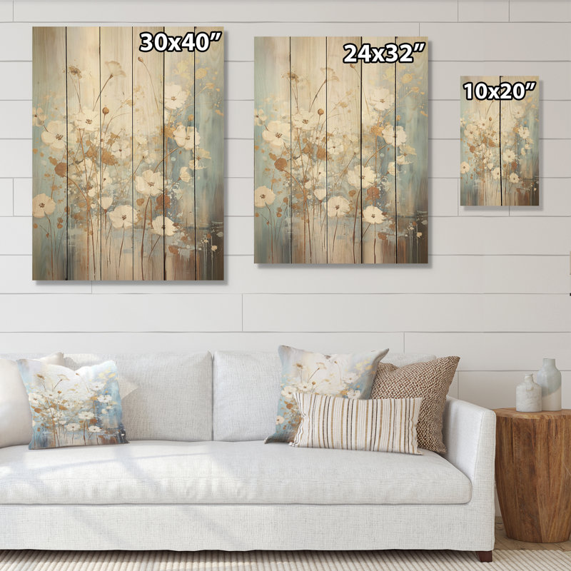 Wildflowers Botanical Beauty - Art mural en bois sur bois de pin naturel, H 20 po x l 10 po