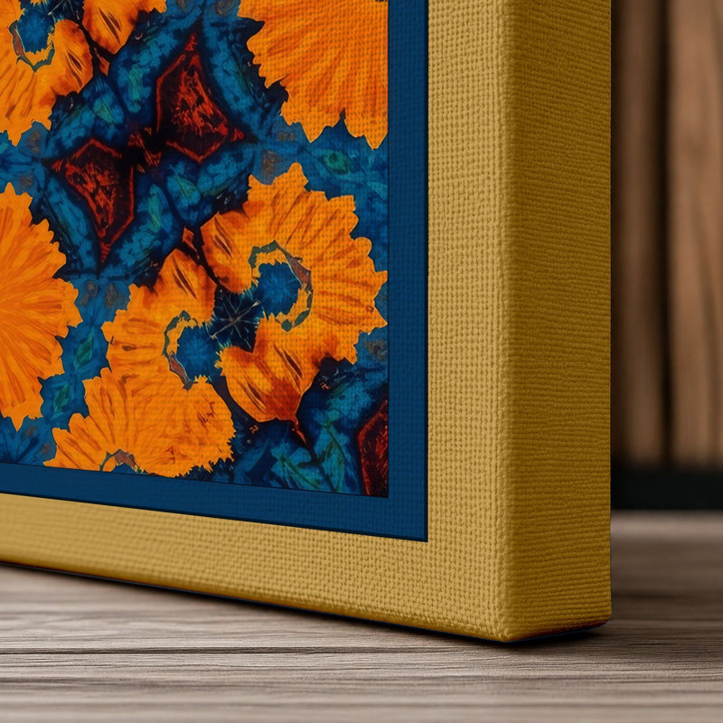 Medallion Geometric - Wrapped Canvas, 36x24 - 91.4 x 61.0 cm, Ochre Border