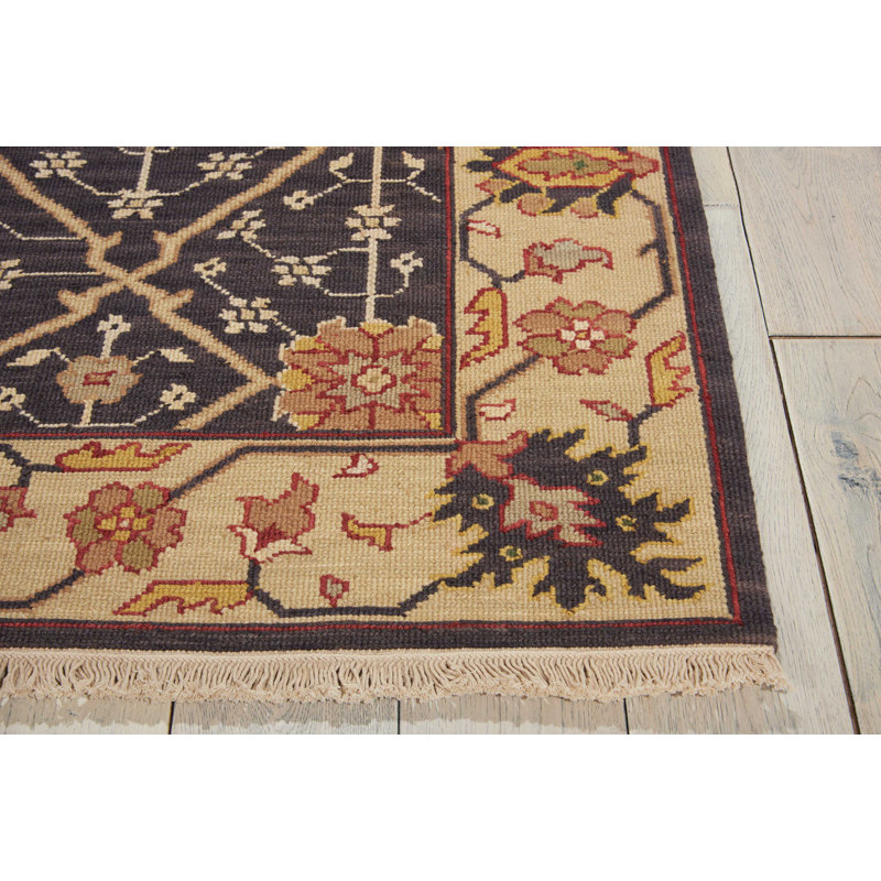 Tapis indigo / brun Glenndora, Rectangle 9 pi 10 po x 13 pi 10 po