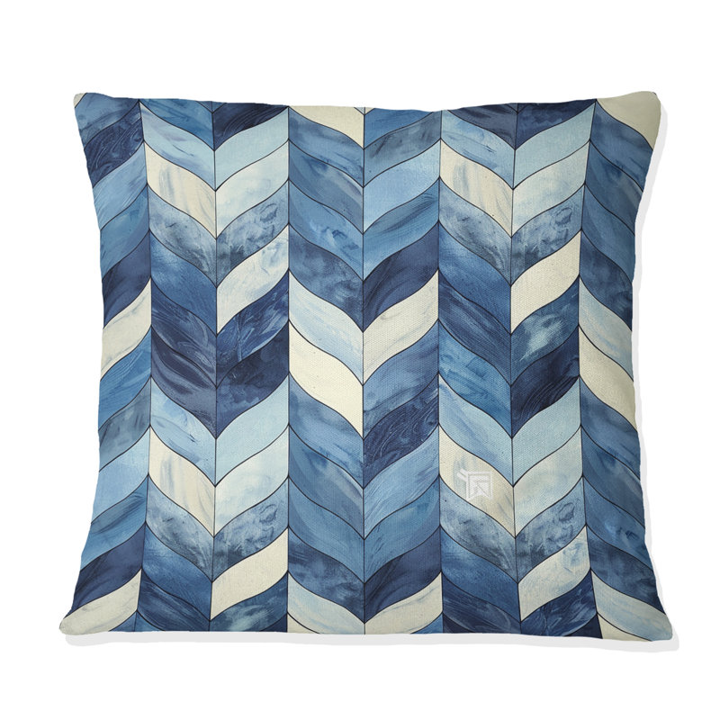 Coussin décoratif à chevrons bleu marine Midcentury, H 16 po x l 16 po