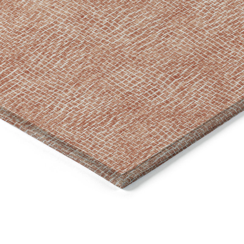 Copper Rectangular Synthetic Outdoor Rug with Stain Protection