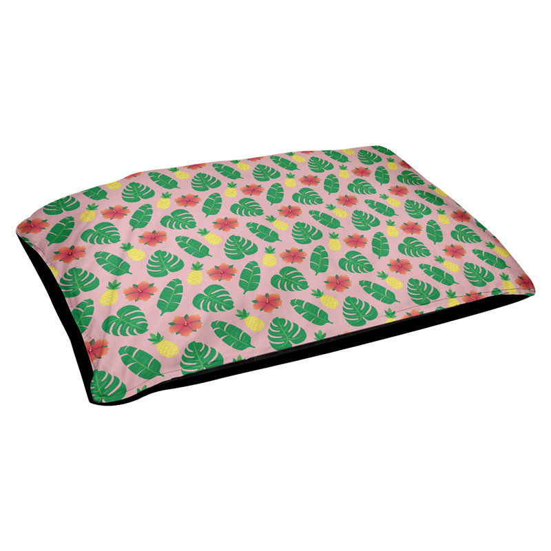 Coussin d'extérieur pour chien Campion, Très grand (l 52 po x P 42 po x H 17 po), Rose clair / rouge / jaune