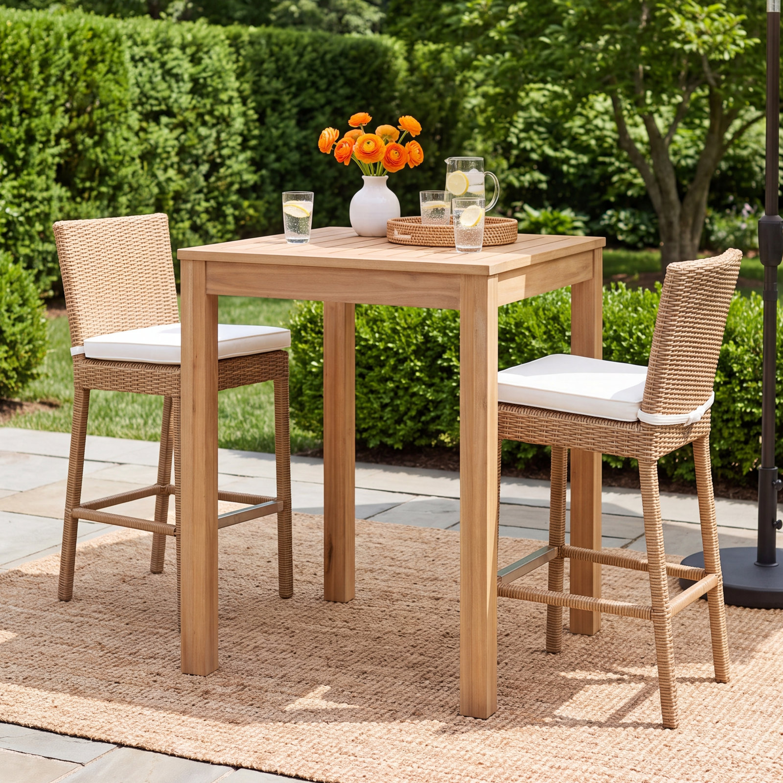 Dustin 32" Eucalyptus Patio Bar Table