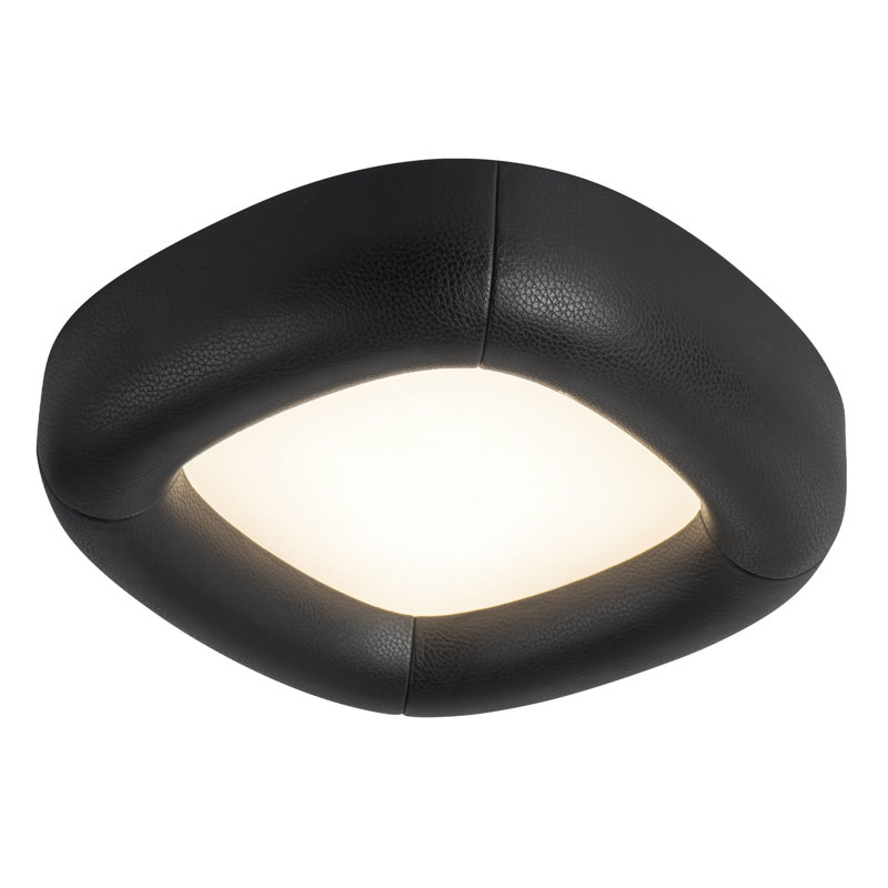 Folio 15-in Black dimmable LED Flush Mount, Antique Brass