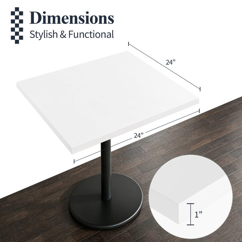 Plateau de table Calexico, H 1 po x l 24 po x P 24 po, Blanc