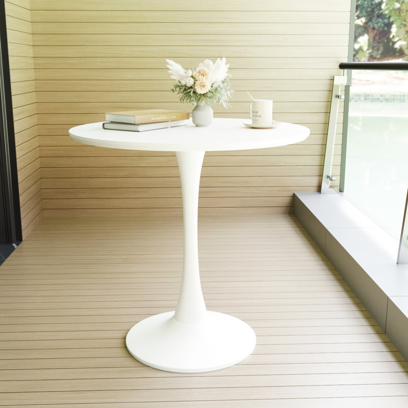 Table de salle à manger ronde de 31,5 po de style tulipe Mid-Century avec base piédestal, idéale pour les petites cuisines
