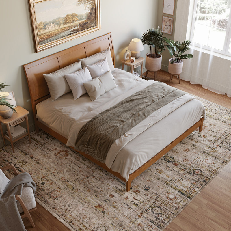 Nystead Solid Wood Foundation Bed, King, Light Toffee