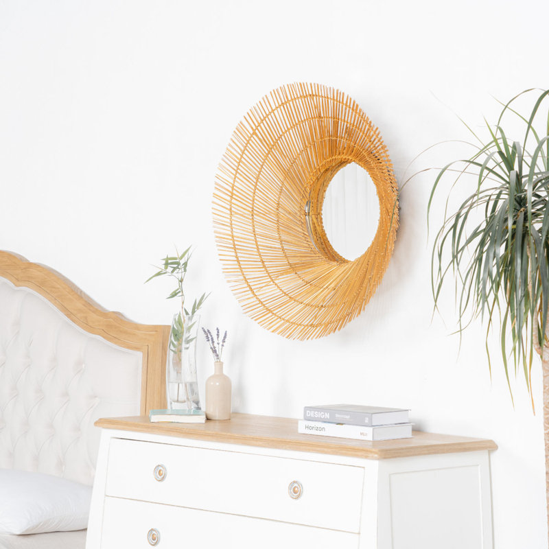 Zeus Coconut Cane Flat Wall Mirror