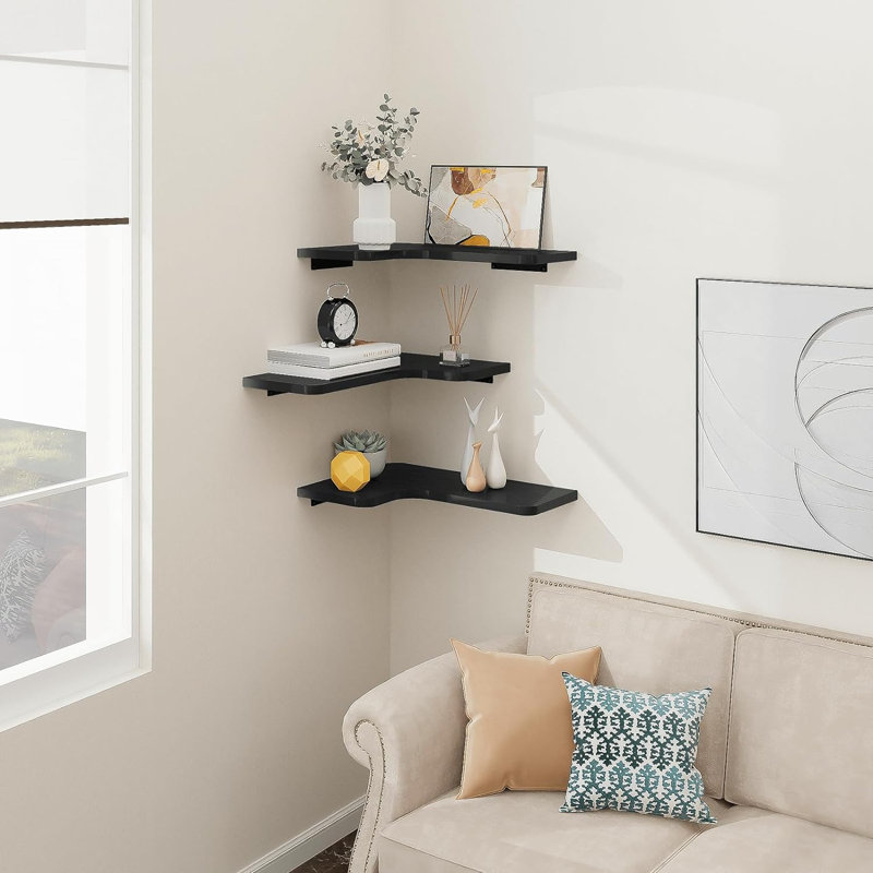 Clovill 3 Piece Corner Corner Shelf, Black