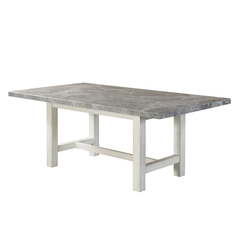 Amonti Marble Top Solid Wood Base Dining Table