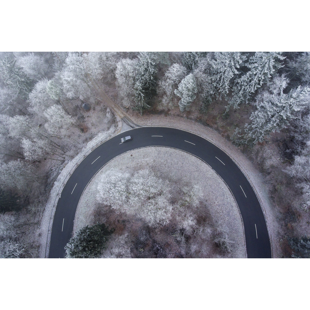 Straßenkurve Winterlicher Wald von Ollo - Druck