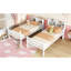 Lit simple superposé au-dessus blanc avec tablettes, bois d'hévéa, lit en bois détachable à 2 lits, blanc, tête et mesures de bibliothèque, convertible 2-49770691