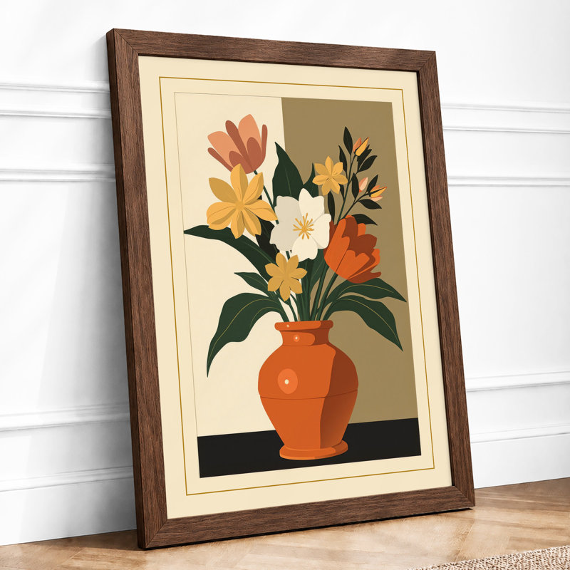 Terracotta Arrangement Botanical - Framed Print, A2 - 59.4 x 42.0 cm, Walnut