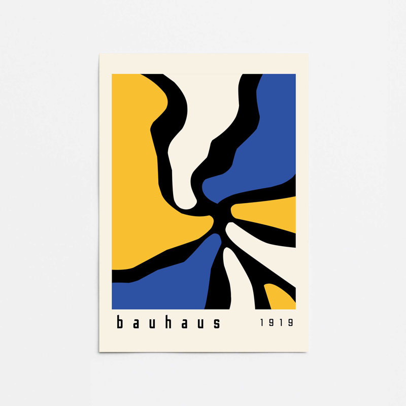 Impression jaune et bleue des courants de Bauhaus, H 16 po x l 12 po