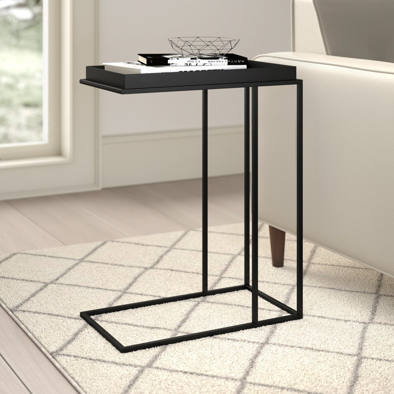Black Metal Rectangular Tray Top C Side Table