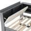 Lit plateforme double, gris, lit plateforme, lit gigogne, tête de lit tapissier et structure en pin massif