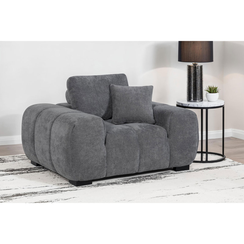 Fauteuil d'appoint rembourré gris anthracite Plather, Gris anthracite