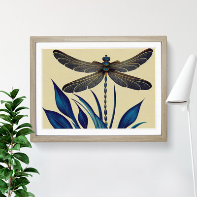 Dragonfly Art Deco 1 Piece Single Picture Frame Wall Art