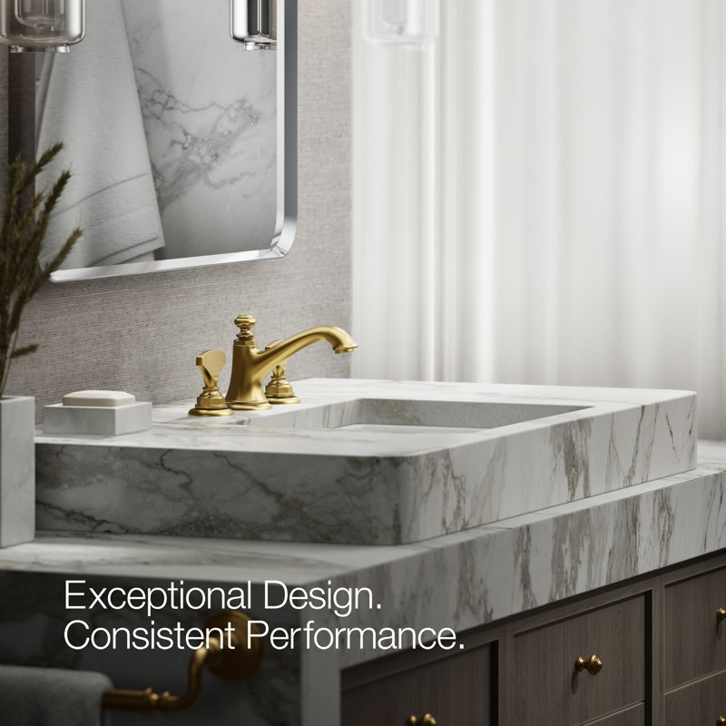 Artifacts Widespread Bathroom Sink Faucet Handles, Vibrant Brushed Moderne Brass