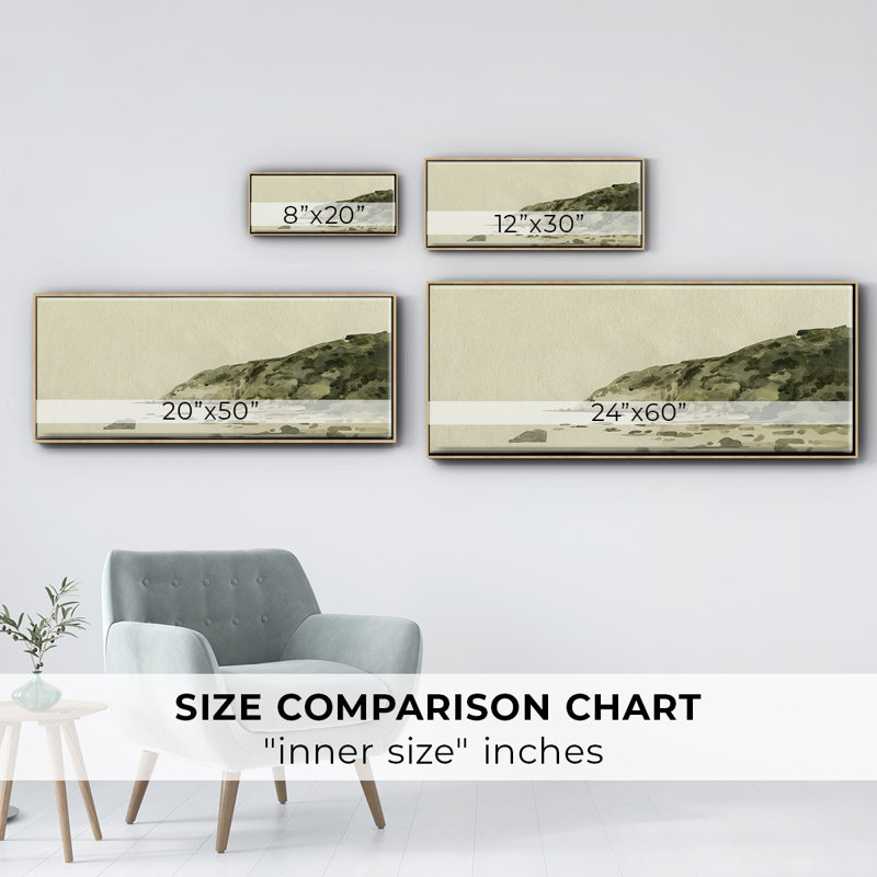 Distant Shore II- Framed Canvas, 24" H x 60" W