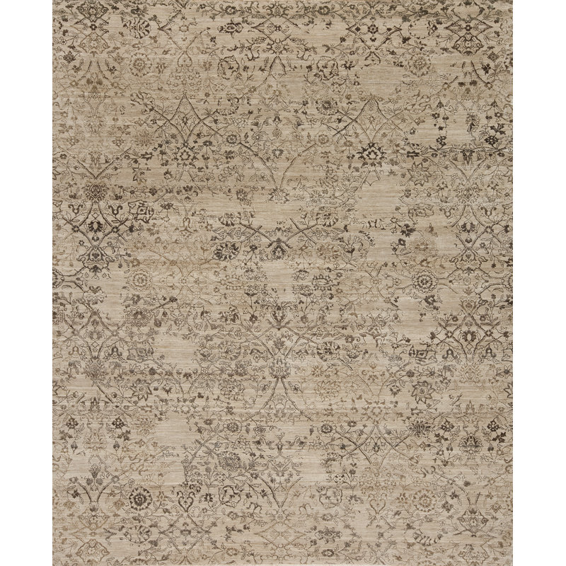 Amour Hand Knotted Area Rug in Tan