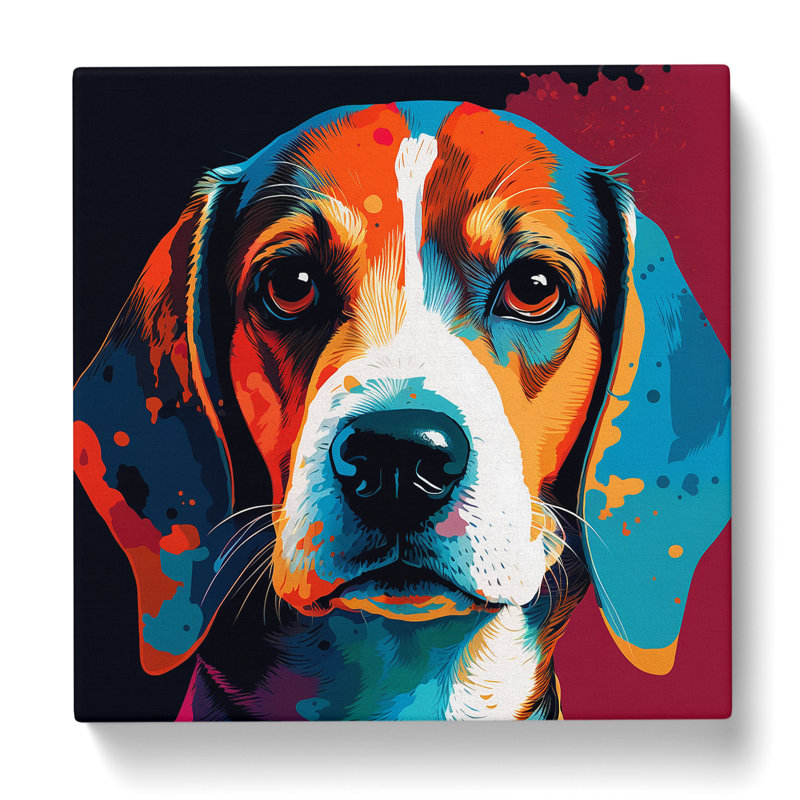 Beagle Pop Art - Wrapped Canvas - Framed Print, 35cm H x 35cm W x 3cm D