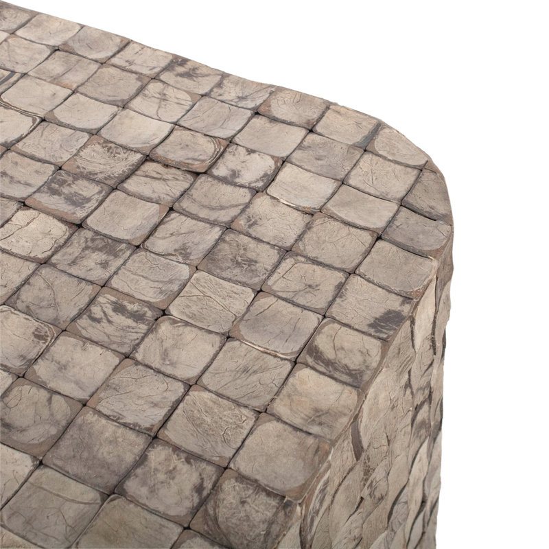 Klenk Square Coconut Shell Side Table, Gray