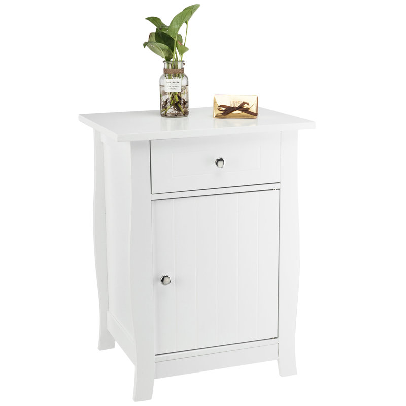 Table de chevet 1 tiroir Jazhiel, Blanc