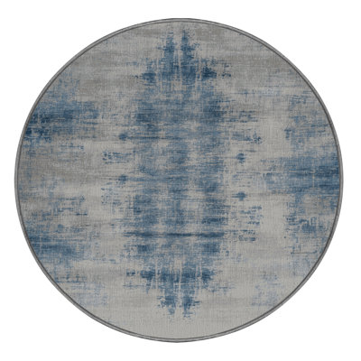 Machine Washable Abstract Gray Area Rug