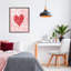 «Red Leafy Heart» sur estampe numérique rose, design par Cindy Jacobs-1682311104-1682311105