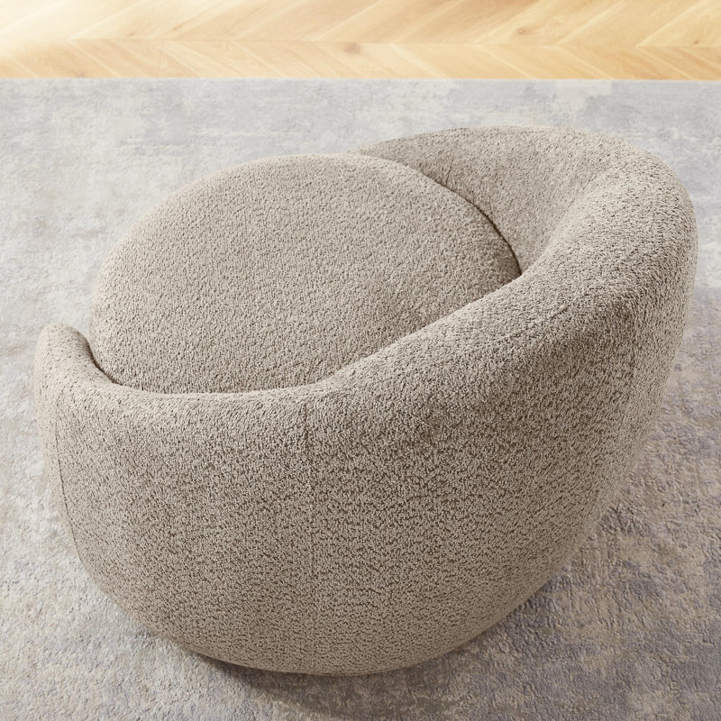 Fauteuil demi-tonneau pivotant de 34,25 po Blaklee, Boucle taupe