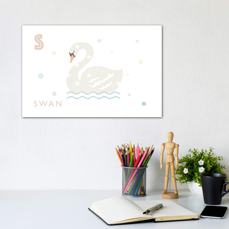 Cygne - imprimé, Toile tendue, Pas de tapis, H 8 po x l 12 po x P 0,75 po