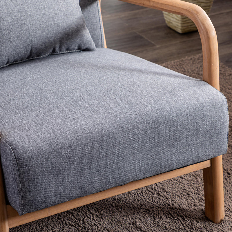 Cashel 25.78" Wide Mid Century Upholstered Accent Chair with an Extra Pillow(Set of 5), Gray
