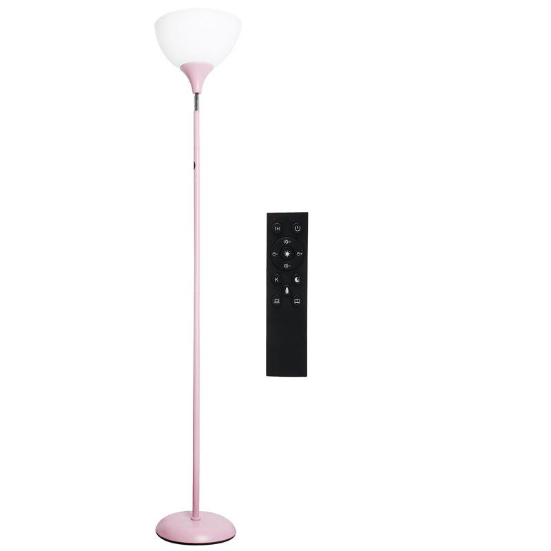 Lampadaire de torche rose souple et pliable à 90°, avec variateur d'intensité et réglage de la température de couleur à distance.