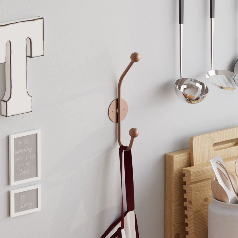 Crochet mural en métal durable, finition cuivre, 9,4 po x 3,5 po | Hauteur: 9,4 pouces, épaisseur: 0,4 pouces | Peut supporter jusqu'à 22 lb | Parfait pour l'organisation de la maison, du bureau ou du garage | Design élégant et fonctionnel