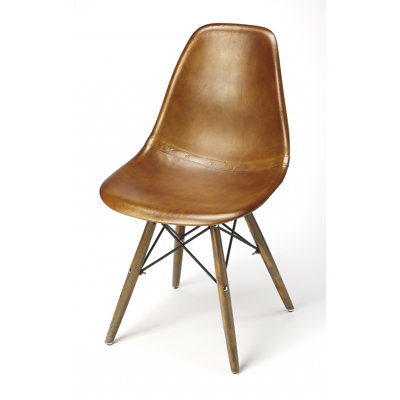 Chaise d'appoint en cuir brun moyen