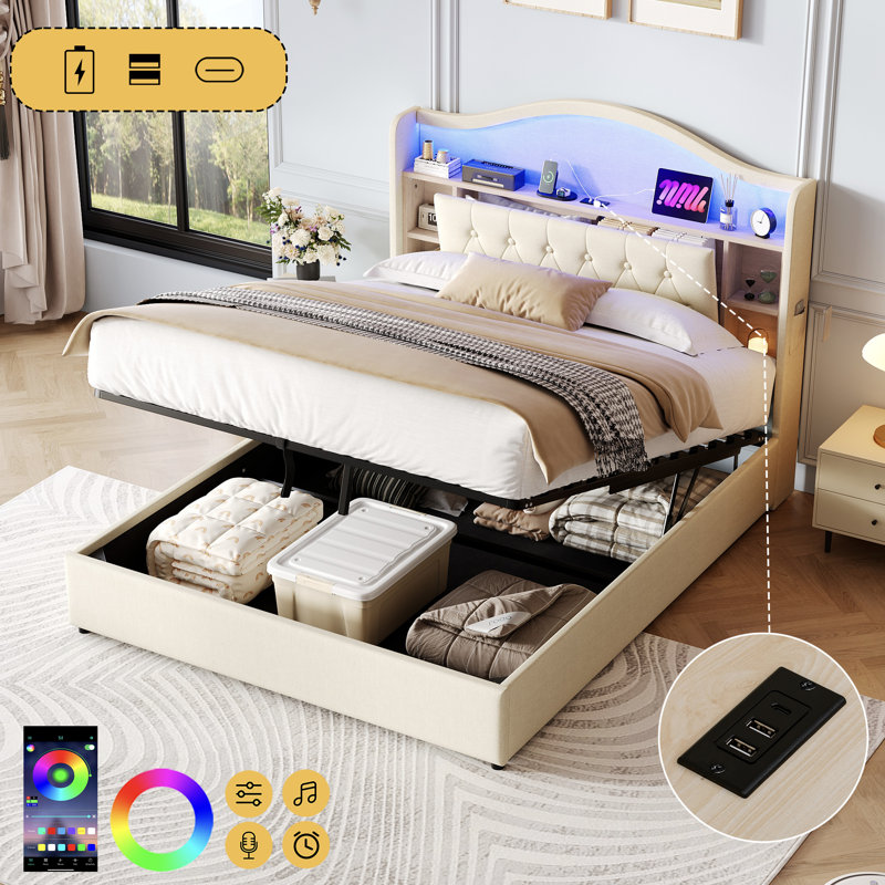 Cassello Upholstered Ottoman Bed, Double (4'6)