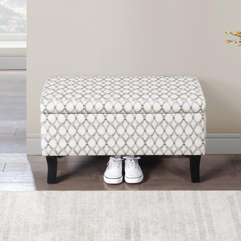 Repose-pieds rectangulaire avec rangement l 32 po Tarrin, Motif à ruban