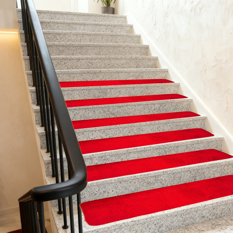 15 pièces de tapis d'escalier antidérapants pour marches en bois, Rouge