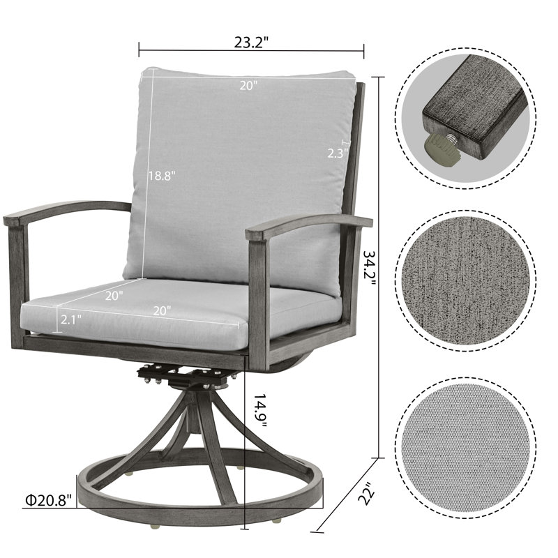 Fauteuil de patio pivotant avec coussin Jeitt