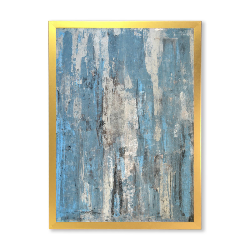 Art abstrait gris et bleu - Décoration murale moderne et contemporaine sur toile, H 32 po x l 16 po x P 1 po