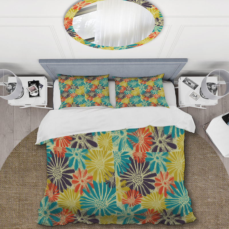 Ensemble de housse de couette multicolore Summer Flowers - Cabin & Lodge, Housse de couette pour très grand lit et 2 très